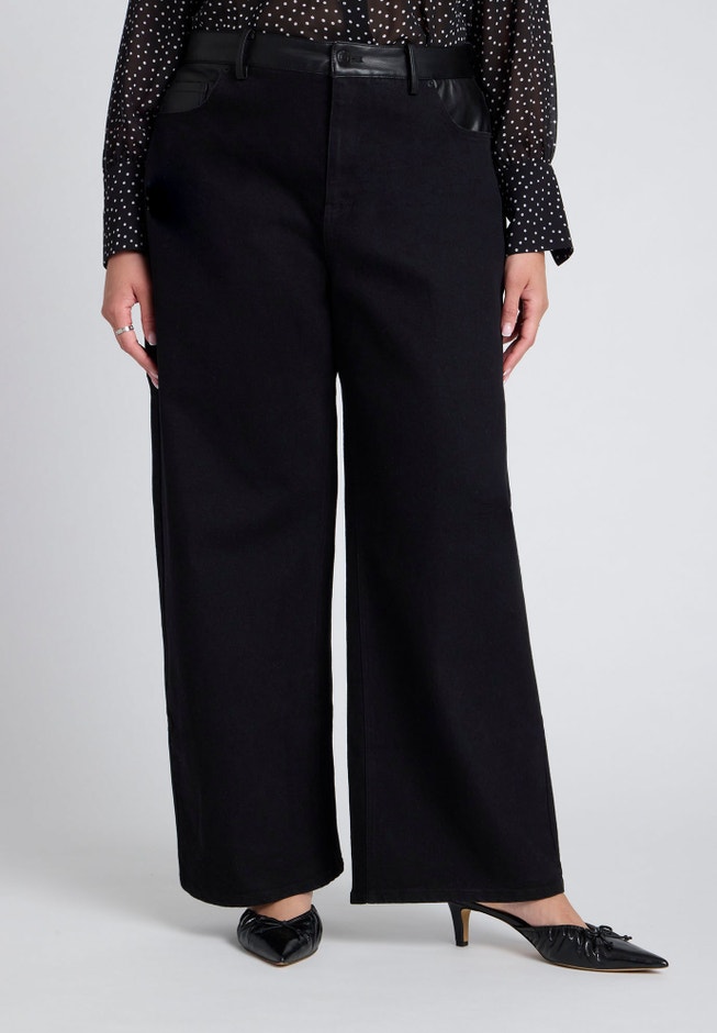 Faux Leather Detail Jeans image number null