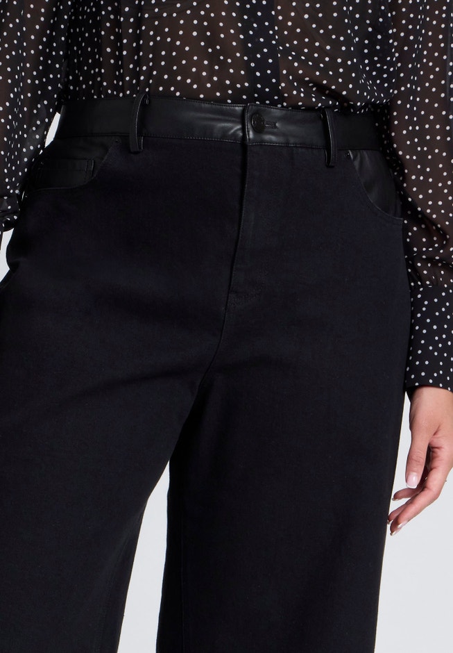 Faux Leather Detail Jeans image number null