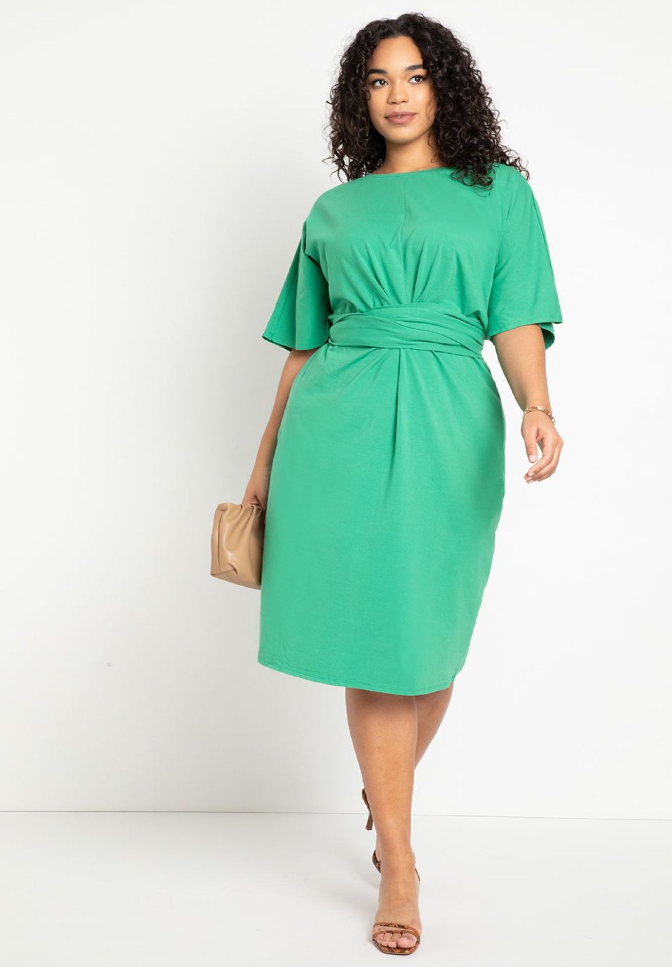 Cross Front Flutter Sleeve Dress image number 0