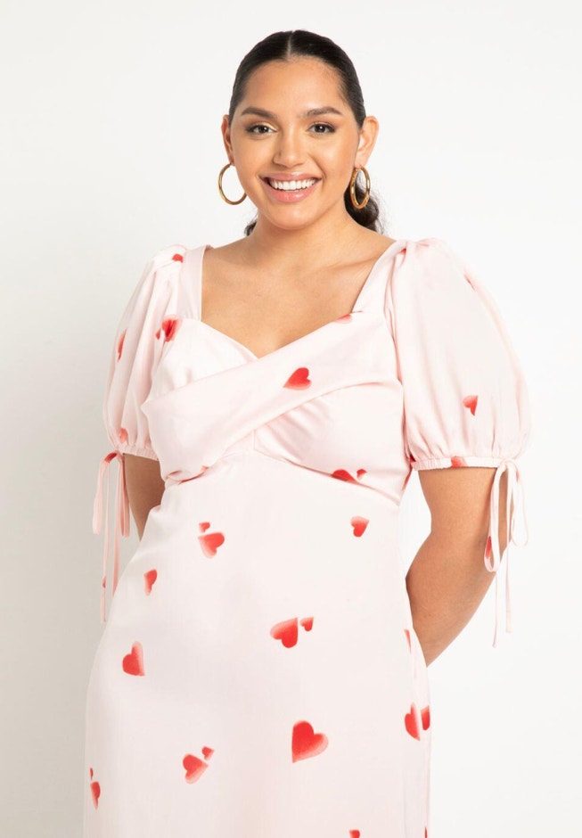 Puff Sleeve Satin Dress image number 1