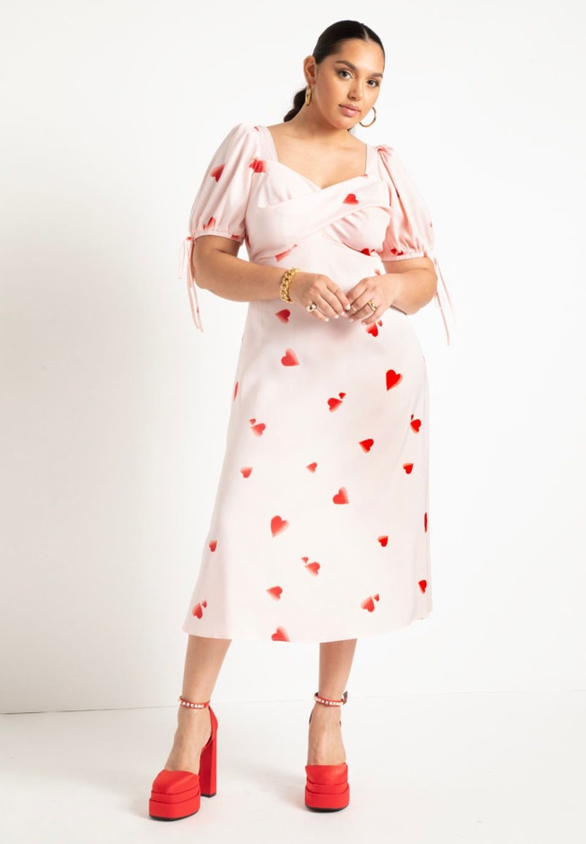 Puff Sleeve Satin Dress image number 0