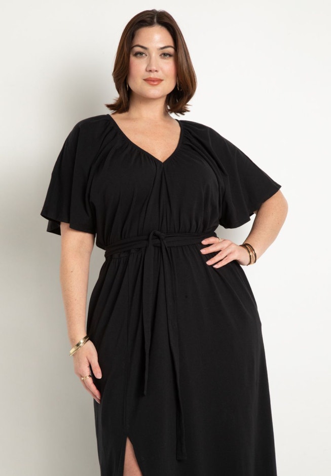 Knit Maxi Dress With Slit image number 1
