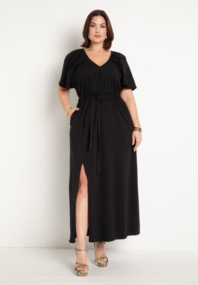 Knit Maxi Dress With Slit image number 0