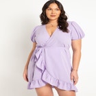 Woven Mini Wrap Dress image number null