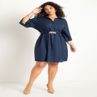 Linen Blend Workwear Shirtdress image number null