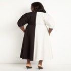 Two-Tone Linen Dress With Tie Front image number null