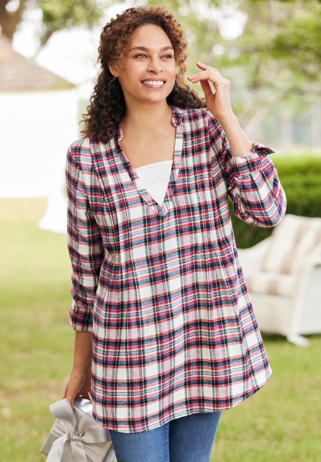 Flannel Tunic With Layered Look image number 6