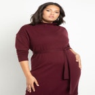 Funnel Neck Long Sweater Dress image number null