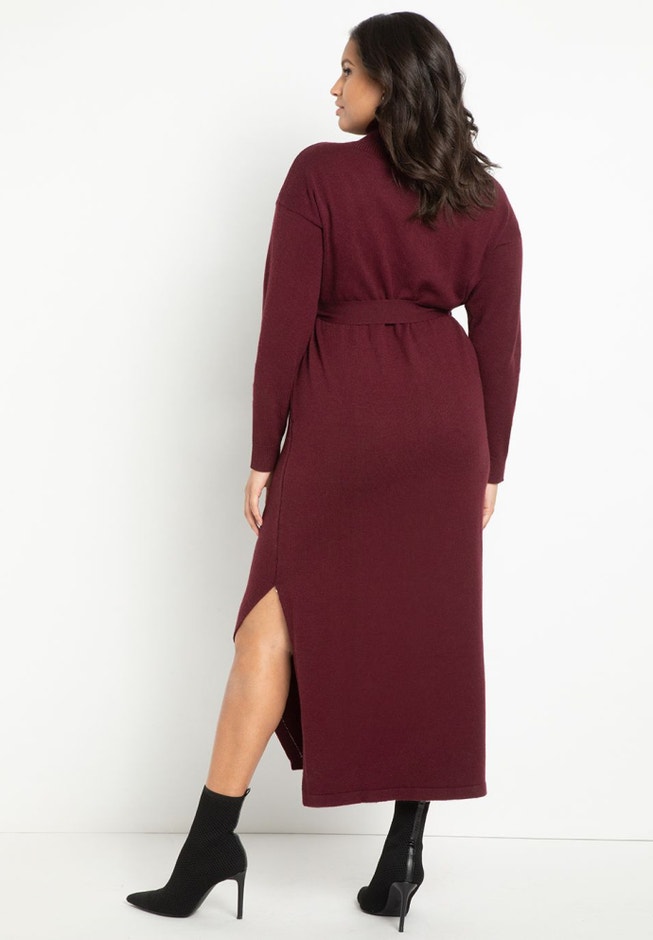 Funnel Neck Long Sweater Dress image number 2