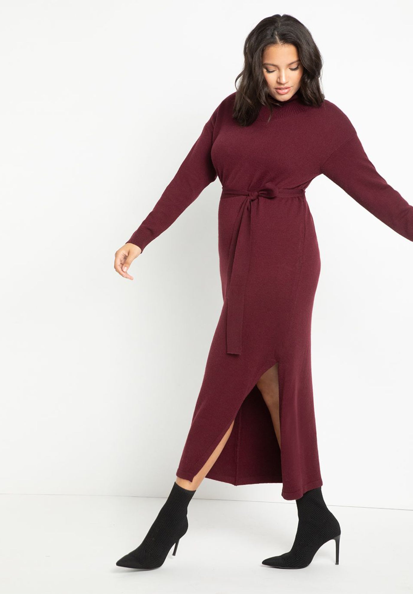 Funnel Neck Long Sweater Dress image number 0