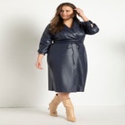 Shawl Collar Faux Leather Dress image number null