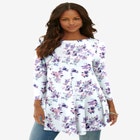 Plus Size Boatneck Swing Ultra Drape Tunic Top image number null