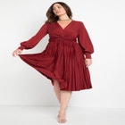 Knot Front Pleated Skirt Dress image number null