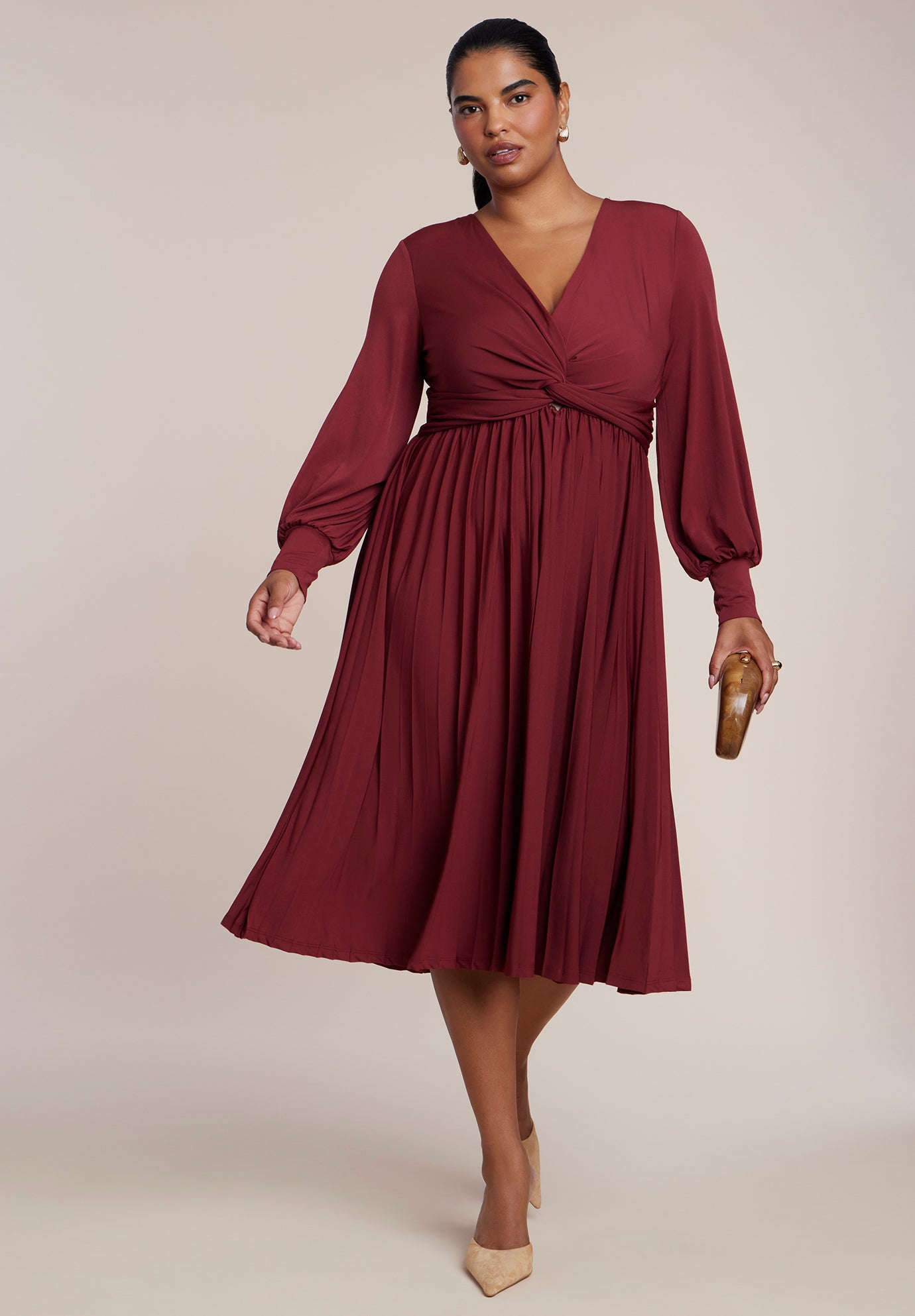 Knot Front Pleated Skirt Dress