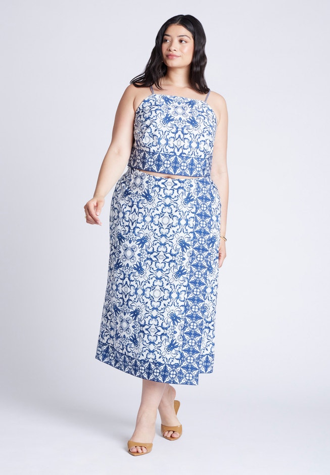 Border Print Midi Skirt image number 1