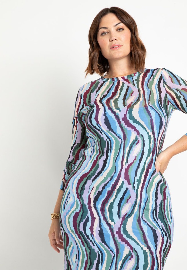 Maxi Printed Mesh Dress image number 1