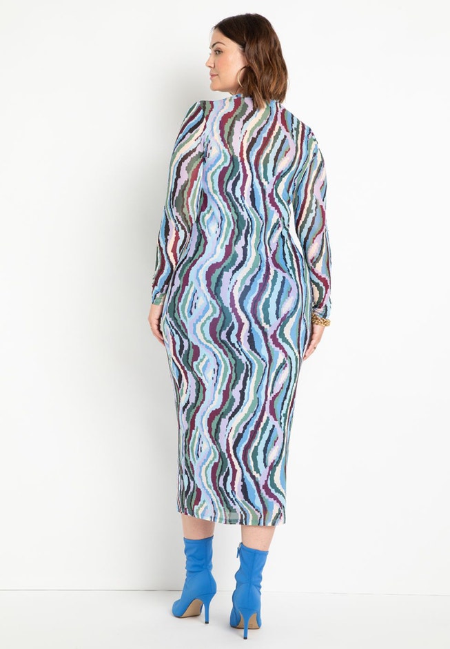 Maxi Printed Mesh Dress image number 2