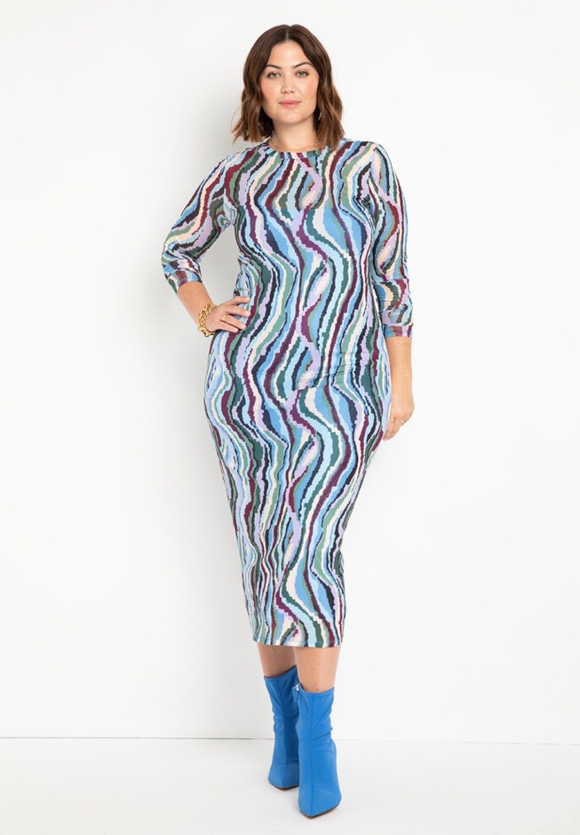 Maxi Printed Mesh Dress image number 0