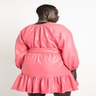 Faux Leather Shirred Mini Dress image number null