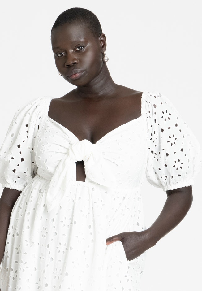 Eyelet Tie Front Maxi Dress image number 2