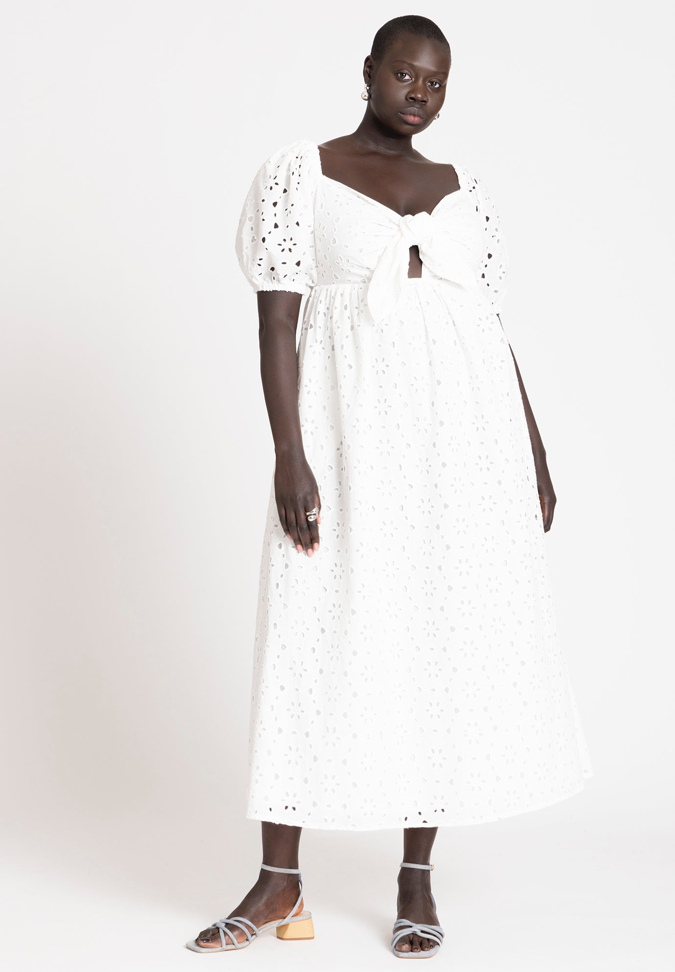 Eyelet Tie Front Maxi Dress image number 0
