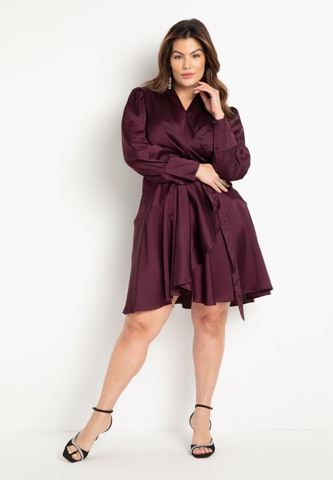 Mini Satin Wrap Dress image number 0