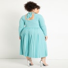 Draped Bodice Dress With Pleated Skirt image number null