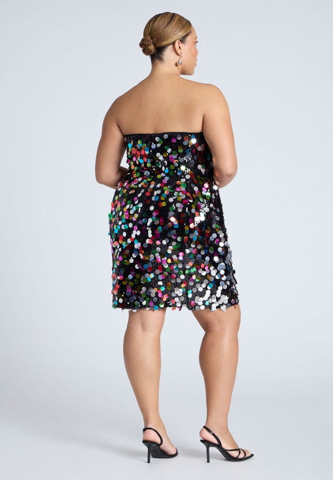 Confetti Sequin Flare Skirt Mini Dress image number null