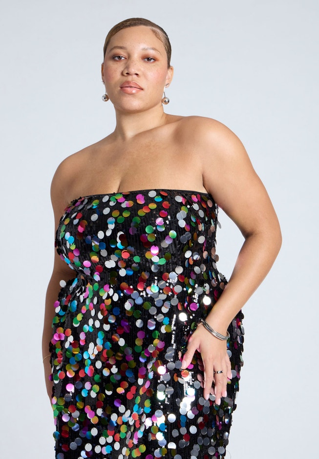 Confetti Sequin Flare Skirt Mini Dress image number null