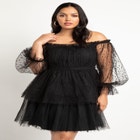 Mixed Tulle Mini Dress image number null