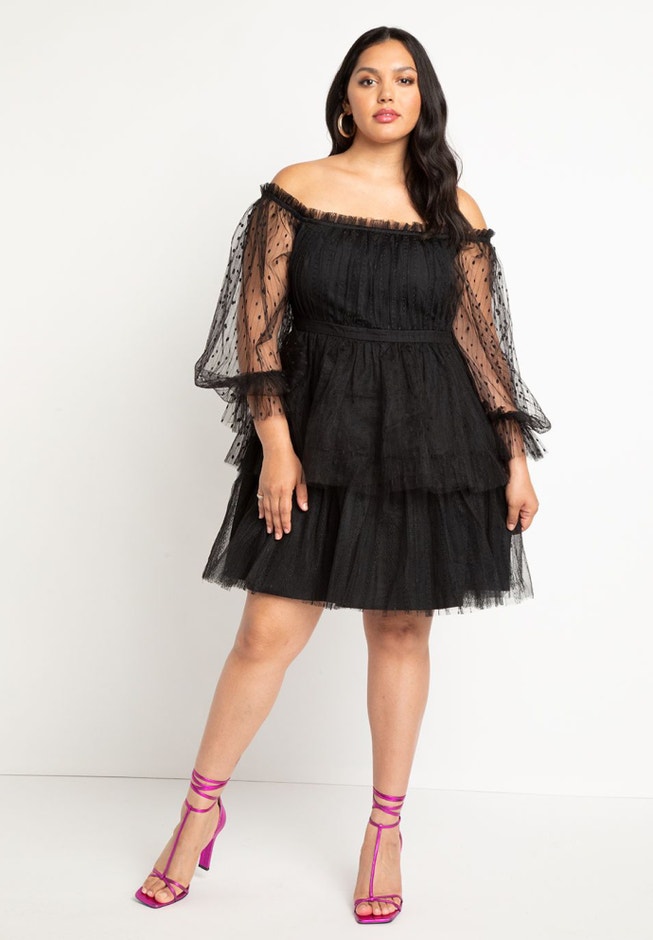 Mixed Tulle Mini Dress image number null