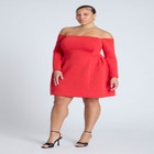 Off The Shoulder Structured Mini Dress image number null