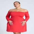 Off The Shoulder Structured Mini Dress image number null