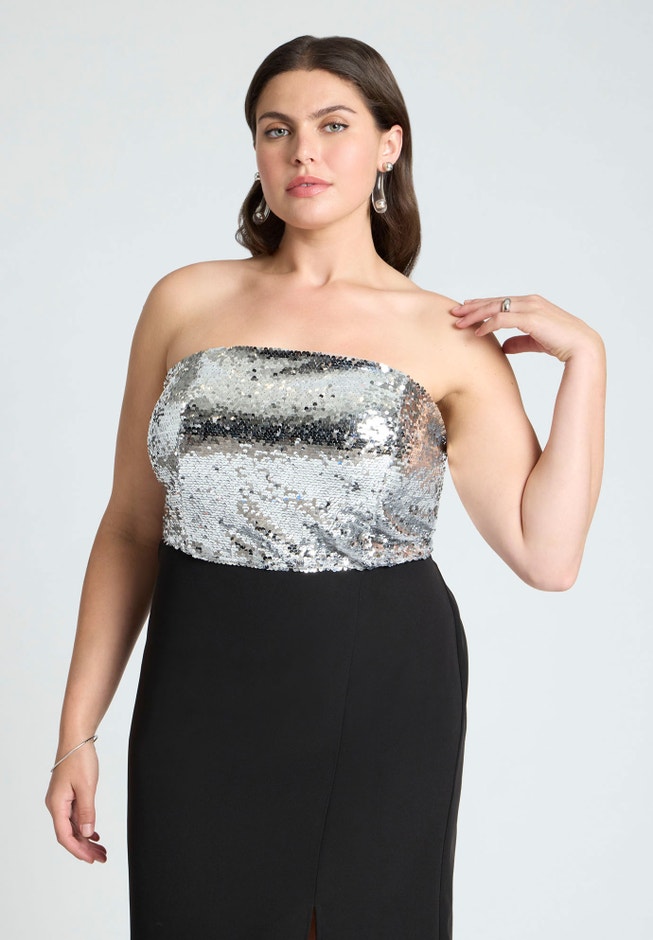 Sequin Bodice Fitted Maxi Dress image number null