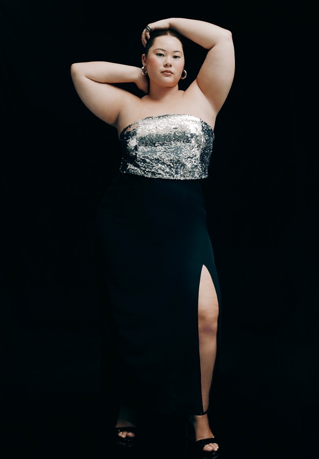 Sequin Bodice Fitted Maxi Dress image number null