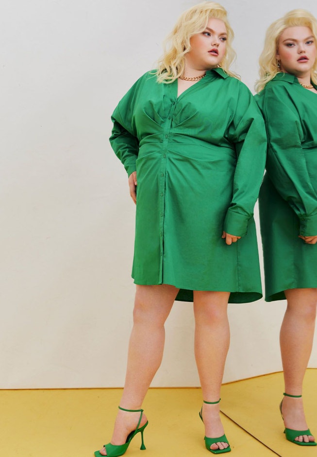 Rounded Sleeve Button Front Dress image number 3