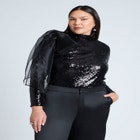 Sequin Mockneck Top With Bow image number null