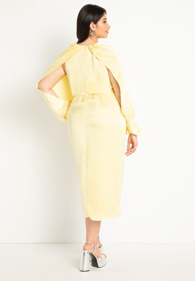 Overlay Sleeve Satin Dress image number 1