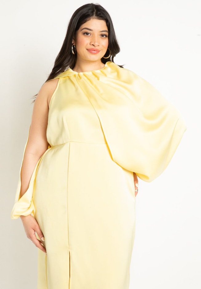 Overlay Sleeve Satin Dress image number 2