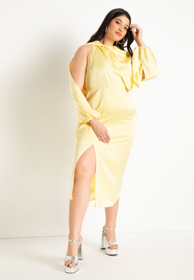 Overlay Sleeve Satin Dress image number 0