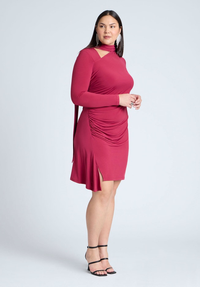Scarf Neck Jersey Mini Dress image number 0