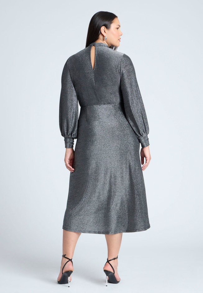 Mock Neck Lurex Midi image number null
