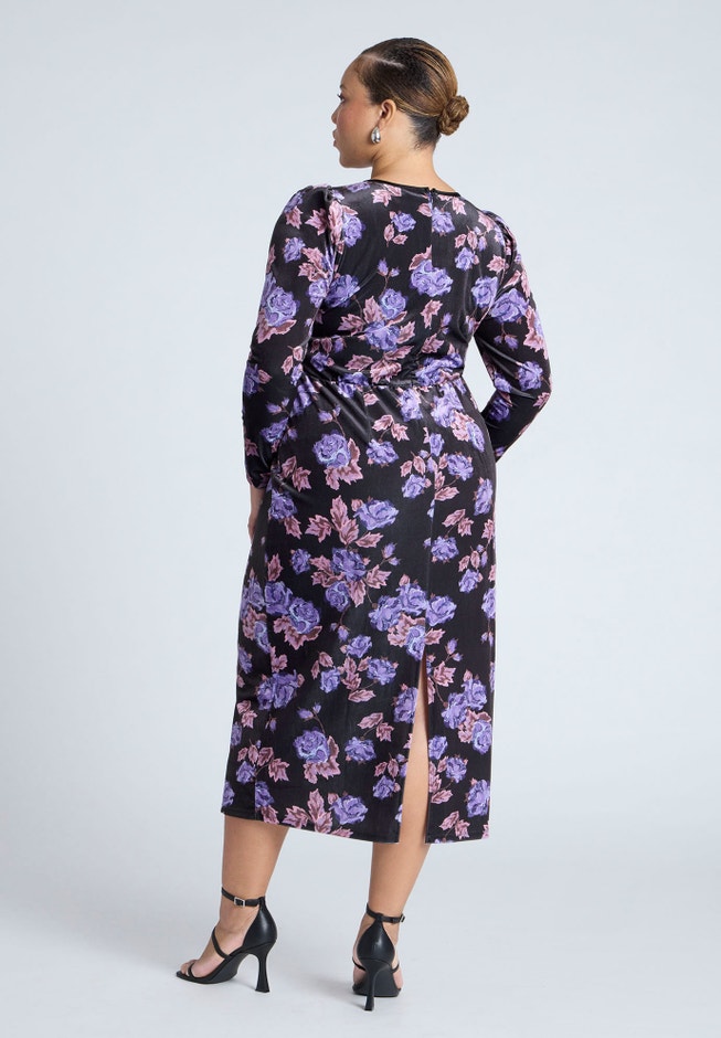 Printed Velvet Midi Dress image number 1