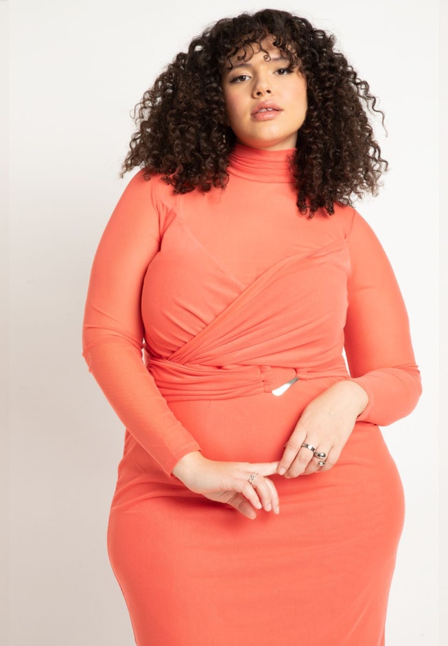 Sheer Dress With Wrap Detail image number null