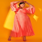 Pleated Satin Maxi Dress image number null