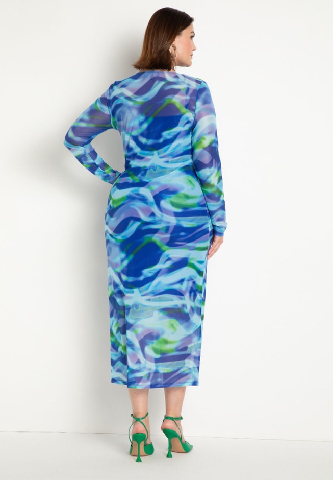 Printed Mesh Dress image number null