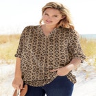 Rayon Three-Quarter Sleeve Effortless Tab-front Blouse image number null