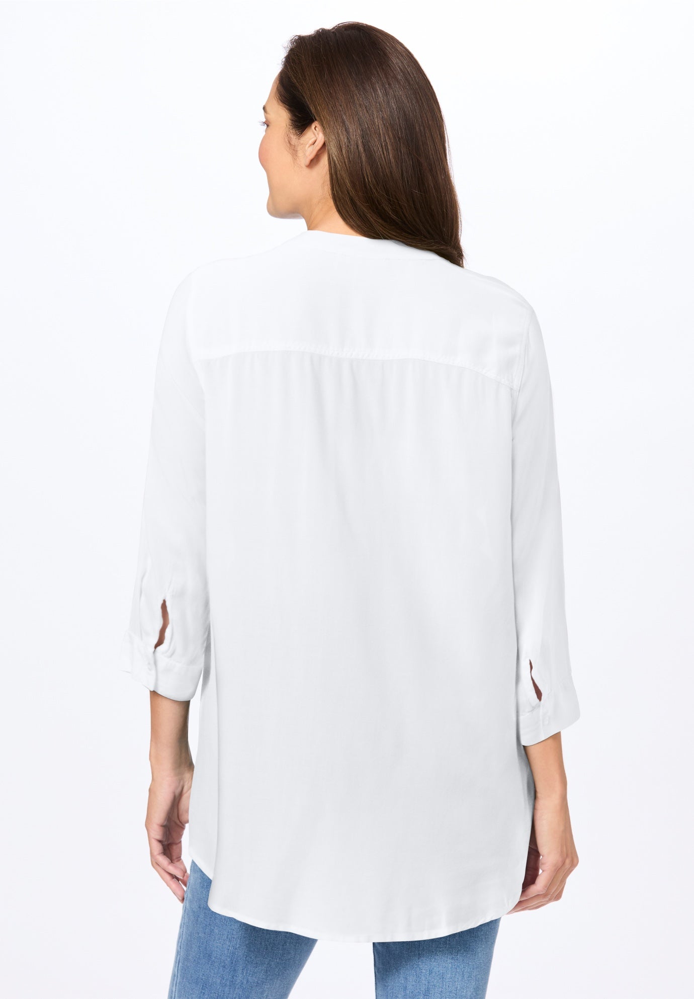 Rayon Three-Quarter Sleeve Effortless Tab-front Blouse image number 1