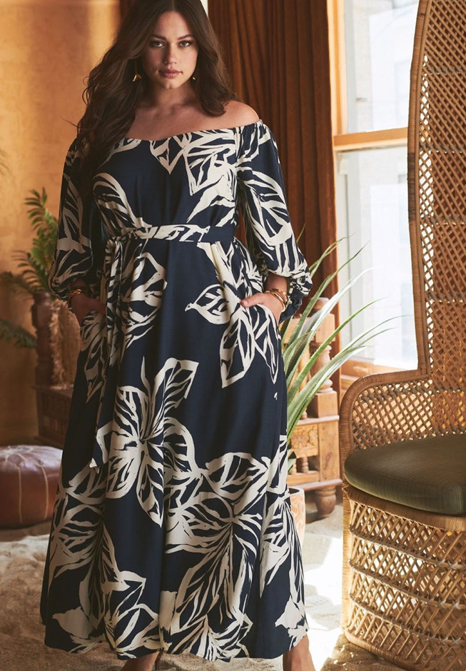 Off The Shoulder Full Maxi Dress image number null