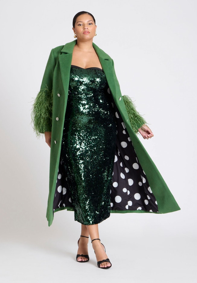 ELOQUII x kate spade new york Sequin Column Dress With Bustier image number 3